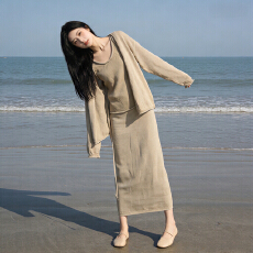 批发实拍实价2026新款针织套装三件套慵懒气质随性休闲女装设计感