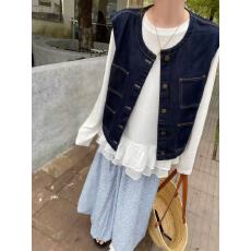 批发日系外搭叠穿衬衫<b class='q'>牛仔</b><b class='q'>马甲</b><b class='q'>背心</b>女春秋2026新款小个子复古坎肩<b class='q'>马夹</b>