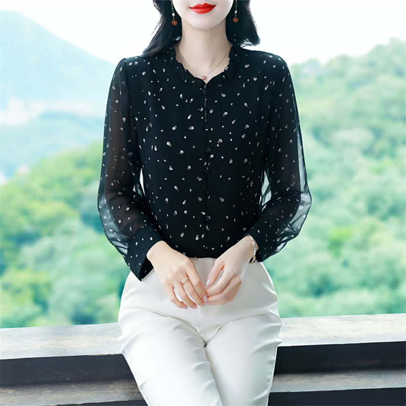 실사 2026 새로운 슬림해 보이는 다용도 품격 슬림해 보이는 라운드 넥 7부 소매 여성 셔츠