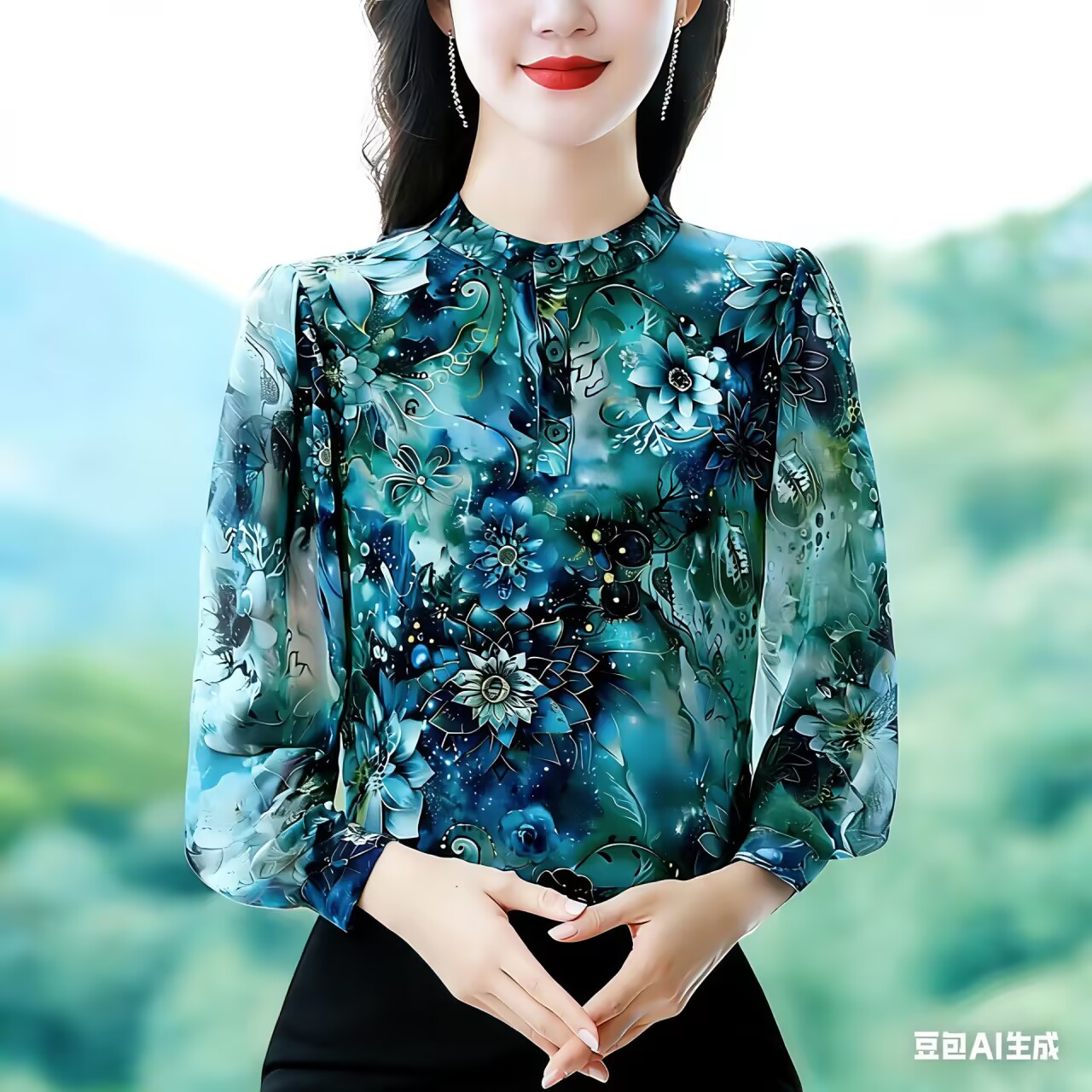 실사 2026 새로운 슬림해 보이는 다용도 품격 슬림해 보이는 라운드 넥 7부 소매 여성 셔츠