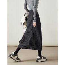 批发2025冬季新款时尚<b class='q'>百搭</b>高腰显瘦加厚保暖绗线夹棉半身裙女