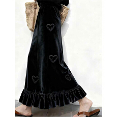 批发黑色丝绒<b class='q'>半身裙</b>女2025新款冬超好看独特漂亮梨型身材遮垮显瘦<b class='q'>裙</b>子