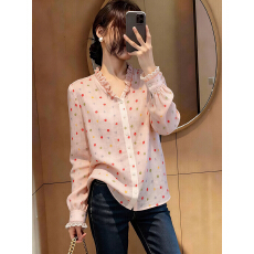 批发<b class='q'>波点</b><b class='q'>衬衫</b>女长袖设计感小众时尚气质上衣2026年春季新款日常打底衫