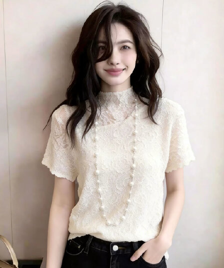 레이스 조각 맨위 여성 빛 요리 한 프랑스식 바람 품격 슬림해 보이는 시간 아직도 느낌 착용 가져 가라. 슬림해 보이는 2026 년 여름 새로운