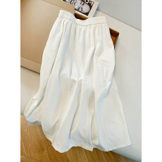 批发实拍拼接花苞气球群时髦复古抽绳高腰中长款半身裙春夏薄款工装裙