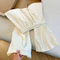 批发实拍春夏新款<b class='q'>韩版</b>宽松休闲阔腿裤女高腰显瘦小个子复古九分直筒裤