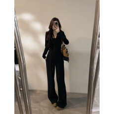 批发慵懒时尚拉链<b class='q'>外套</b><b class='q'>女装</b><b class='q'>休闲</b>套装抽绳阔腿裤两件套
