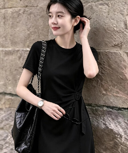 빛 요리 한 바람 스트랩 허리 수축 프랑스식 여성 드레스 새로운 여름 슬림해 보이는 타이트 스커트 롱 스커트 품격 고급 센스