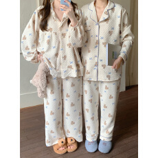 批发实拍#秋冬新品#女款 韩系少女减龄卡通花边家居服睡衣套装