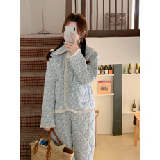批发实拍#新品 秋冬韩版少女田园碎花花边家居<b class='q'>服</b>睡衣套装