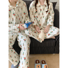 实拍#圣诞新品#情侣 韩系卡通长袖加厚保暖家居服睡衣套装