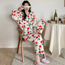 批发实拍#圣诞新品#秋冬毛绒 元气少女甜美家居服睡衣套装