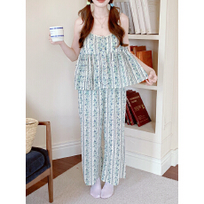 批发实拍#夏日2色 韩系田园碎花少女花边家居<b class='q'>服</b>睡衣套装