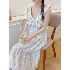 批发实拍#<b class='q'>夏</b>日#3色 韩系田园风碎花少女花边家居服睡裙
