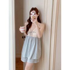 批发实拍#夏日#3色韩系田园碎花少女花边家居<b class='q'>服</b>吊带睡衣套装