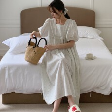 批发实拍#夏日新品#2色配发圈 韩系田园碎花少女家居<b class='q'>服</b>睡裙