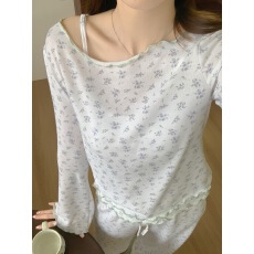 实拍#秋日新品#3件套 韩系田园风碎花家居服睡衣套装