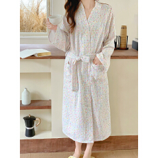 实拍#秋日新品 韩系田园风碎花甜美家居服睡袍