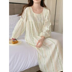 实拍#秋日新品 韩系田园风碎花甜美家居服睡裙