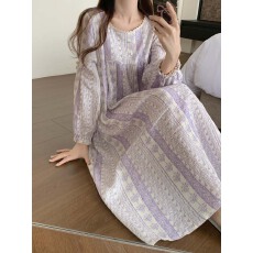 实拍#秋日新品 韩系田园风碎花甜美少女家居服睡裙