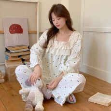 批发实拍#秋冬新品 韩系田园风碎花甜美<b class='q'>家居服</b>睡衣套装