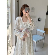 批发实拍#秋日新品# 韩系甜美碎花<b class='q'>家居服</b>睡裙