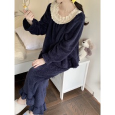 实拍#秋日新品#毛绒2色 韩系甜美家居服睡衣套装