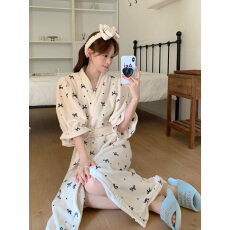 实拍#冬新品 韩系冬日蝴蝶结甜美家居服睡衣睡袍