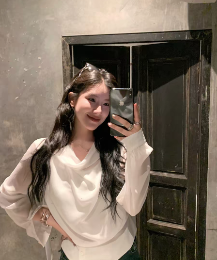 고급 센스 리본 긴팔 캐주얼 맨위