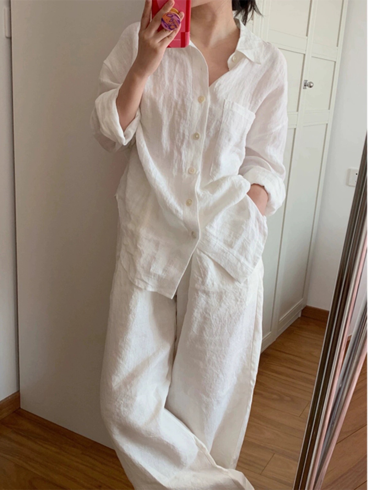 프랑스식 오래된 돈 바람 아마 면 린넨 화이트 여성 셔츠 여름 루즈핏 편안함 통기성 오픈 가디건 라미 자외선 차단 외투