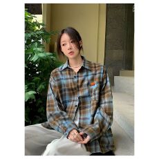 批发潮牌双色磨毛格子<b class='q'>衬衫</b><b class='q'>男</b>女春季复古美式宽松长袖<b class='q'>衬衣</b>情侣外套