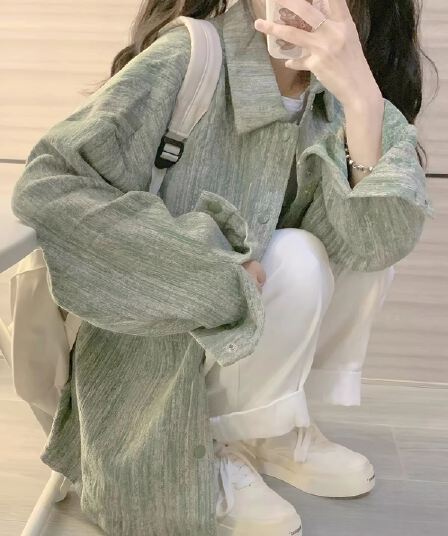 아메리칸 작은 샤넬 스타일 홀치기 염색 녹색 재킷 여성 코트 봄 가을 2026 새로운 느긋한 바람 레트로 루즈핏 맨위 트렌디