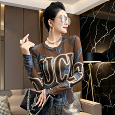 批发欧洲站2026新款时尚简约字母印花图案气质弹力<b class='q'>潮</b>流时尚小衫T恤