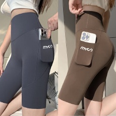 批发实价不减价~五分鲨鱼裤紧身口袋收腹提臀瑜伽健身大码运动<b class='q'>打底裤</b>