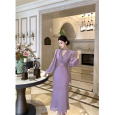 批发实拍  时尚性感蕾丝拼接扭结闪闪雪纺<b class='q'>连衣裙</b>