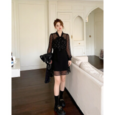 批发实拍大码夏季新款减龄名媛感时髦波点上衣+半裙两件套