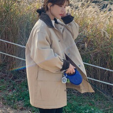 批发拼色方领加棉加厚休闲夹克<b class='q'>上衣</b>女2025小个子宽松工装大口袋<b class='q'>外套</b>