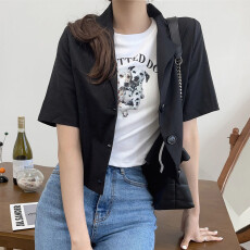 批发韩版纯色短袖棉麻<b class='q'>小西装</b>女2026春夏新休闲气质短款小西服外套