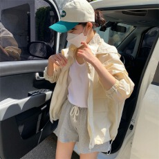 批发立领带帽休闲防晒夹克上衣2026秋新小个子抽绳收腰空调外套女薄款