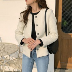 批发秋冬小香风圆领加厚外套上衣<b class='q'>女</b>2026新小个子休闲<b class='q'>夹克</b>显瘦短外套