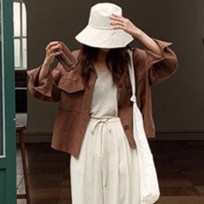 批发pol领大口袋宽松夹克工装<b class='q'>上衣</b>女 2026春秋新韩版棉麻茄克休闲<b class='q'>外套</b>