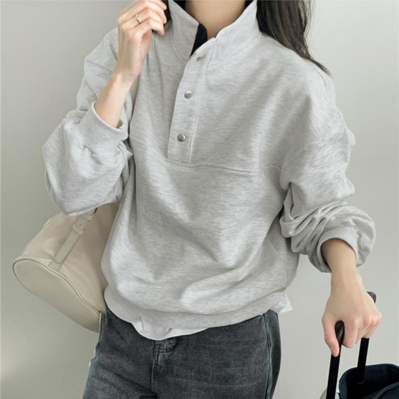 가오 리 칼라 털이 있고 두꺼운 보온 풀오버 운동 후드티 2026 새로운 패치워크 색상 문예 축소 어깨 재킷 맨위 학생