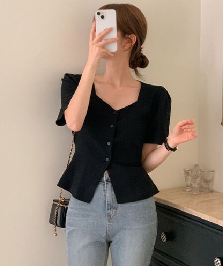 관대 한 칼라 디스플레이 가슴 허리 수축 아마 셔츠 맨위 여성 2026 아모이 작은 청신 미니멀리즘 반팔 면 린넨 셔츠
