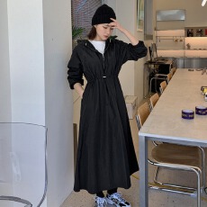 批发抽绳收腰宽松连帽防晒<b class='q'>连衣</b>裙2026秋新韩版小清新显瘦防晒大摆<b class='q'>长裙</b>