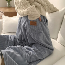 批发 新款条绒百搭松紧腰减龄显瘦束脚休闲裤女