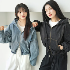 批发现 <b class='q'>街头</b>酷感立领连帽牛仔外套