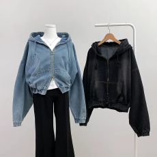 批发现  日系cityboy风 多拉链宽松连帽工装夹克