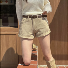 批发皮带套装 基础卷边牛仔短裤