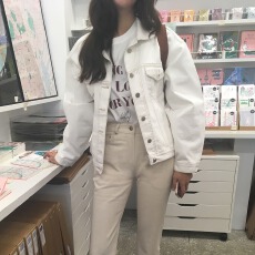 批发现 韩国ins火爆款 休闲宽松<b class='q'>百搭</b>白色牛仔外套