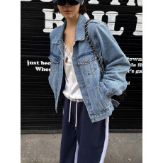 批发现# <b class='q'>百搭</b> 大码宽松牛仔色夹克外套